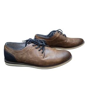 Sonoma Freer Mens‎ Cushioned Footbed Dress Shoes Cognac Navy Sz 13